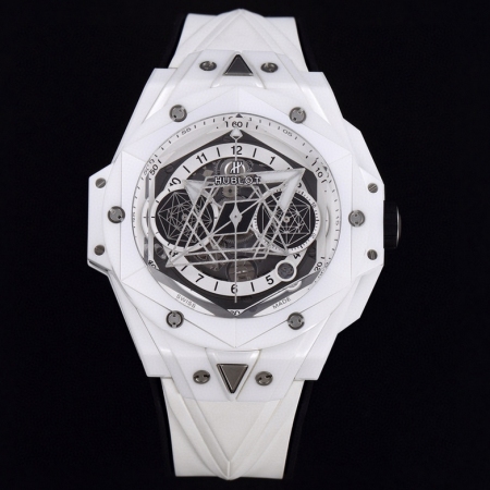 BBF全新爆品陶瓷之王 HUBLOT宇舶表全新Big Bang Sang Bleu II刺青二代腕表 标配定制恒宝专属UNICO HUB 1240自动飞返计时机芯 直径45mm