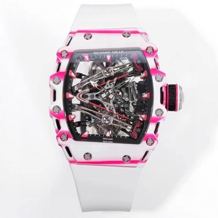市场天花板 理查米尔男士系列RM38-02粉色主题镂空陀飞轮腕表 （陀飞轮腕表与高尔夫职业球手 Bubba Watson 合作设计）