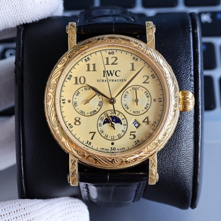 AI高颜值新品 IWC万国葡萄牙多功能高级纯手工雕花腕表 搭载原装进口9100机...