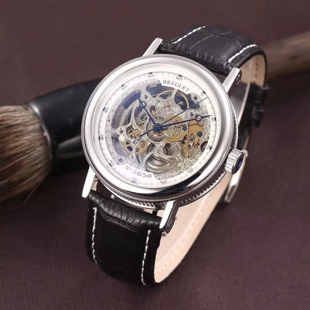 宝玑(Breguet)镂空雕花机芯自动机械男士手表